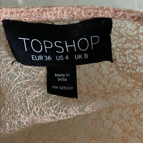 TOPSHOP Women’s Embroidered Mesh Floral Peach Short Sleeve Midi Dress Size 4 - Picture 13 of 17